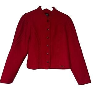 Geiger Tyrol Red Wool Sweater Jacket 38